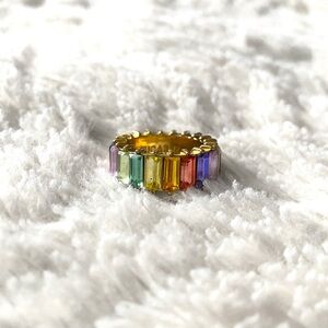 NWOT Sugarfix Baublebar Multicolor Rainbow Jeweled Ring Size 7
